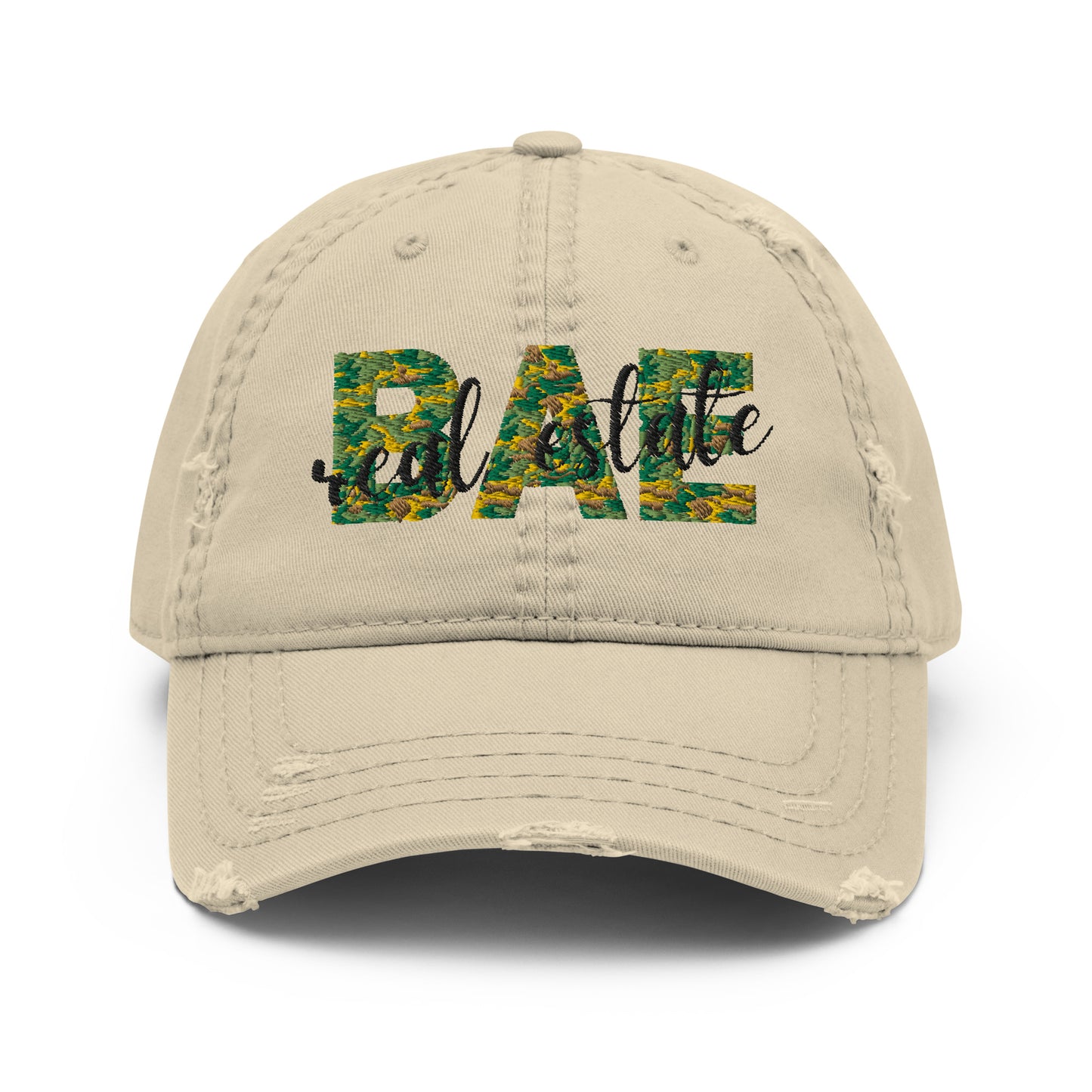 Real Estate Bae - Distressed Dad Hat (in Khaki)