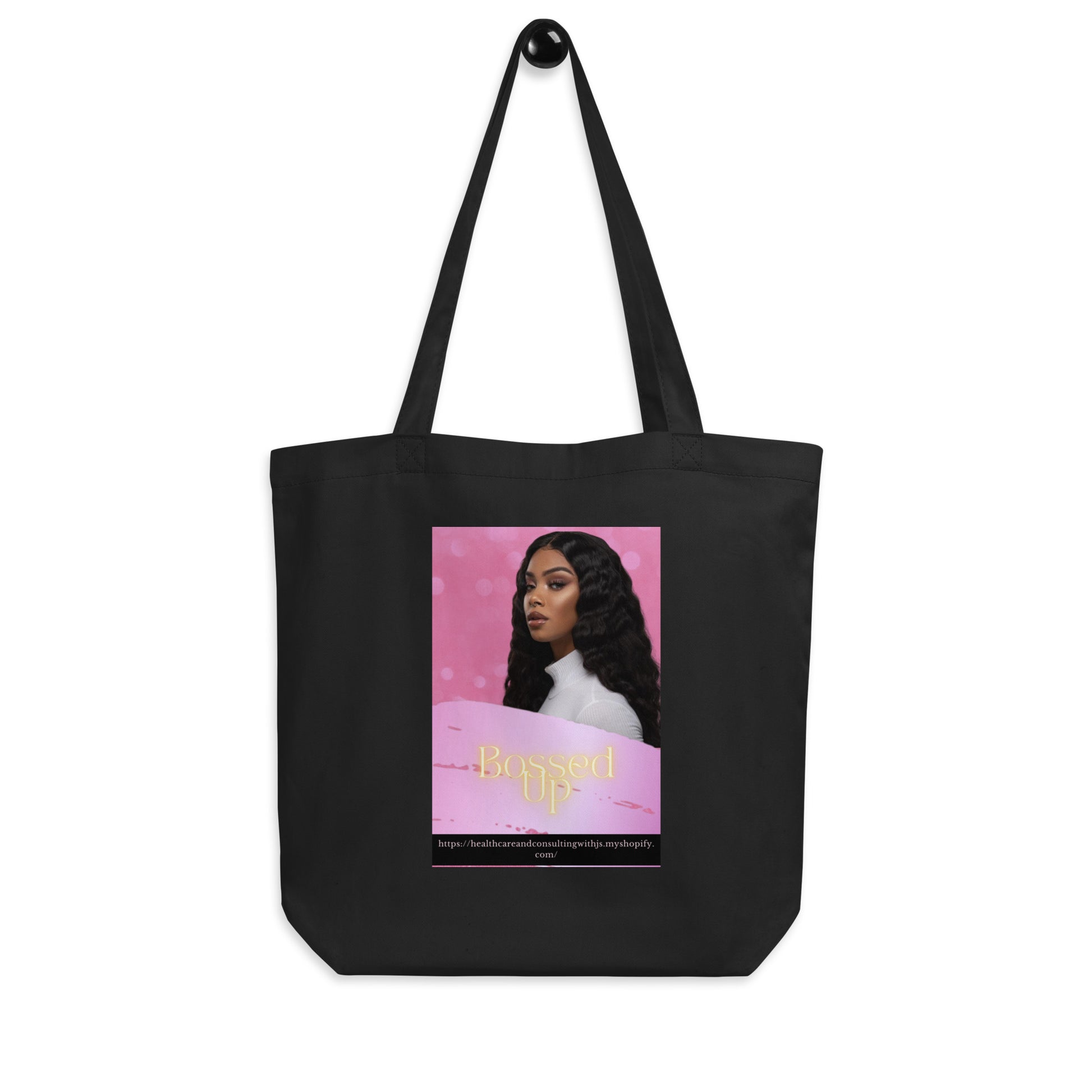 Black Eco Tote Bag with Bossed Up Print 