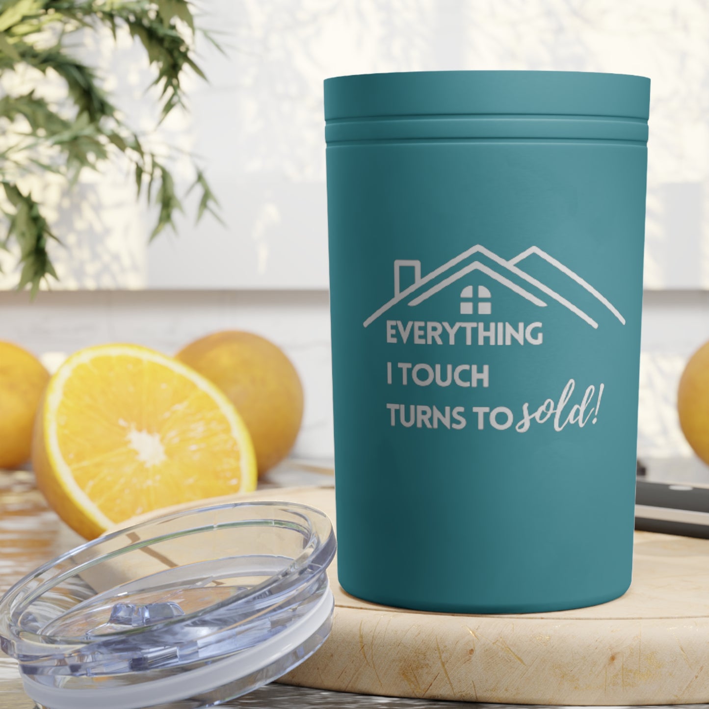 Customized Tumbler for Realtors (Vacuum Insulated in Turquoise, 11oz )