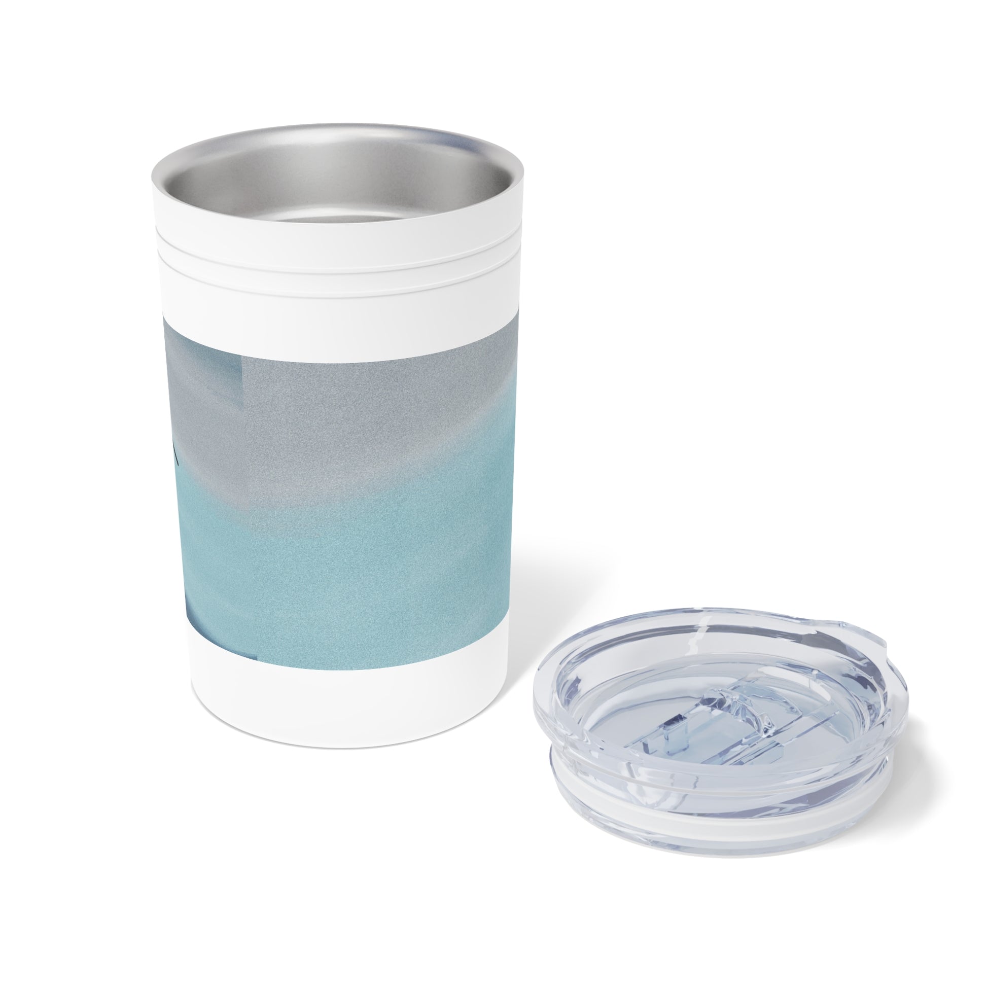 Customized Tumbler for Realtors (Vacuum Insulated in Blue and Gray, 11oz ) - Open Lid