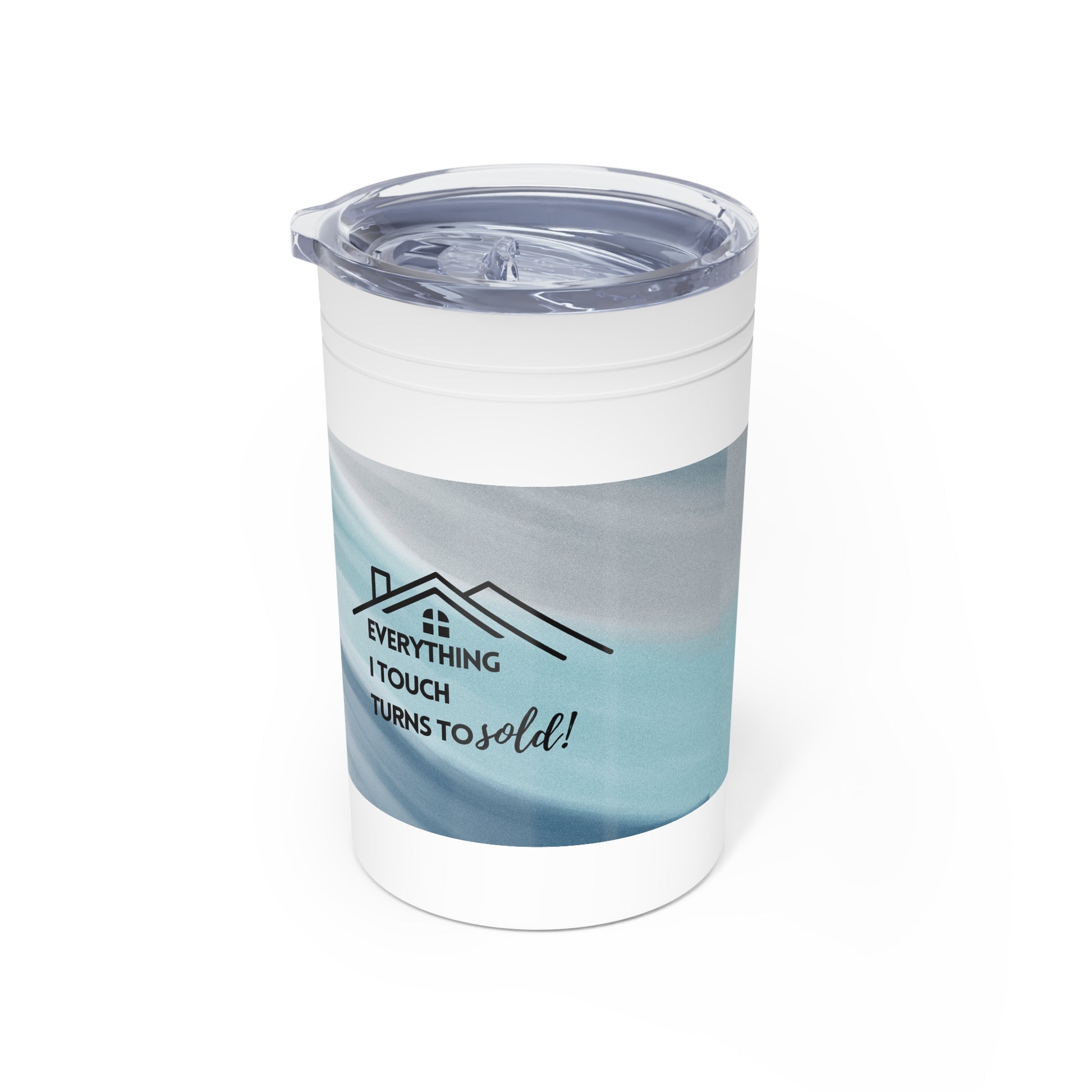 Customized Tumbler for Realtors (Vacuum Insulated in Blue and Gray, 11oz ) - Front